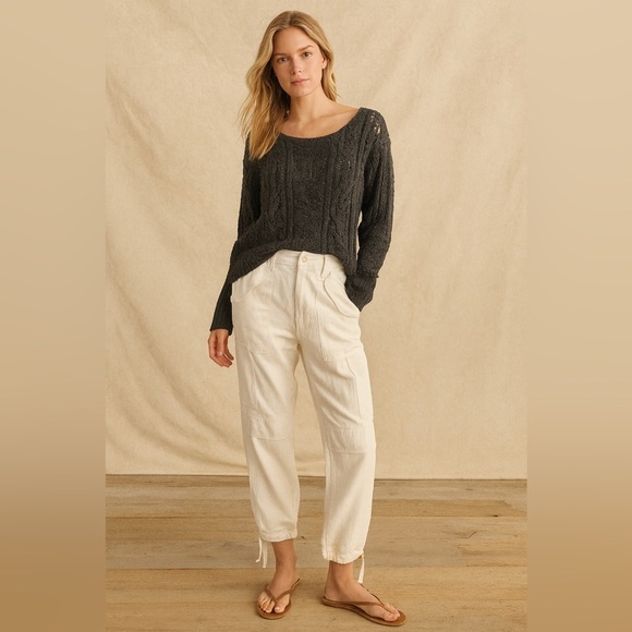 NWOT Polo Ralph Lauren Cargo Pants Women's Size 6 Ivory Drawstring Cuffs - Picture 1 of 10